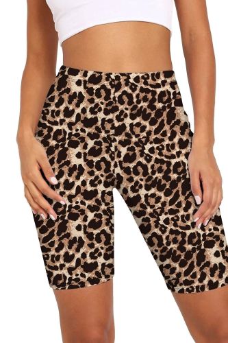 Women's Bottoms Leopard Print Fashion High Waist Slim Biker Shorts