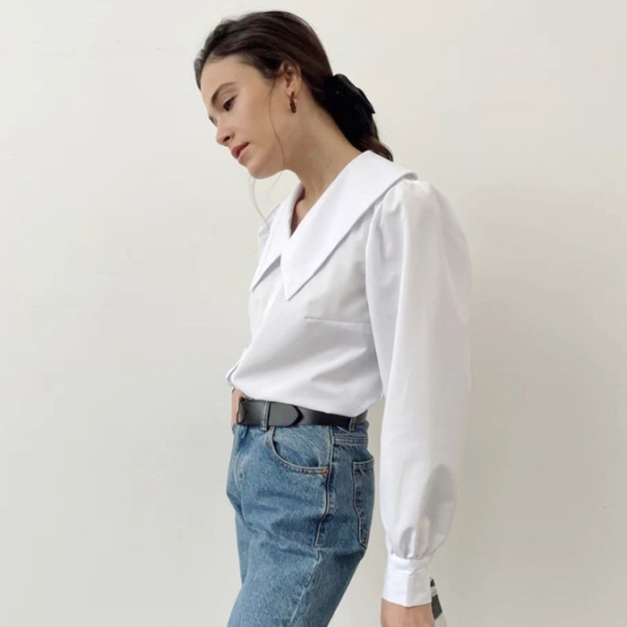 New French Temperament Casual All-Match Long-Sleeved   Blouses