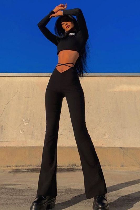 New Women's  Sexy High Waist Tight Fashion Flared Pants