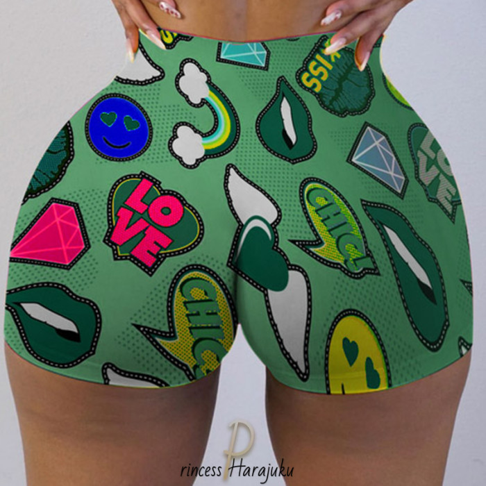 Fashion New Women's Bottoms Breathable Chic Print Sexy Beach Sports Biker Shorts