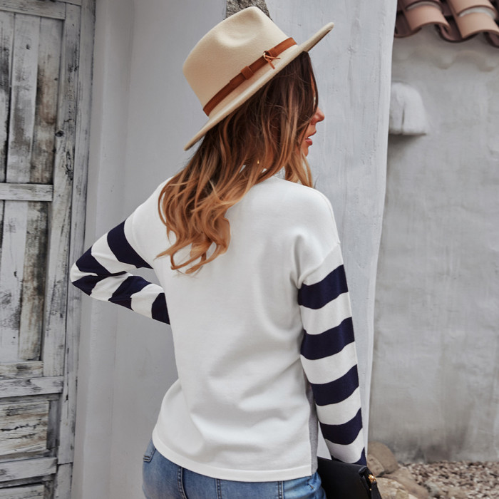 Knitwear 2022 Striped Sweater Thick Thermal Jumper Loose Waist Knitted Jersey Long Sleeve Cozy Knit Pullover Sweatshirt