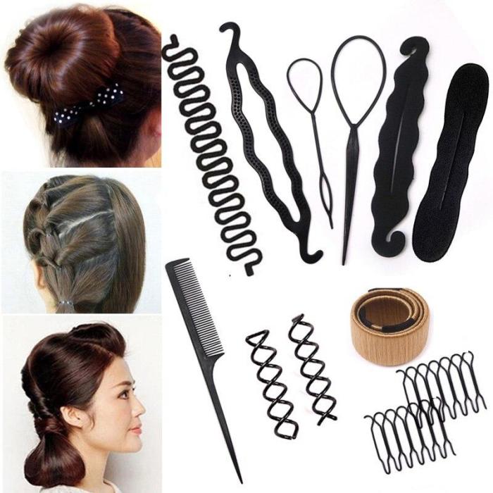 Women Hair Accessories Hair Styling Tools Magic Donut Hair Bun Maker Hairstyle Braider Twist Hair Clip Disk Pull Hairpins