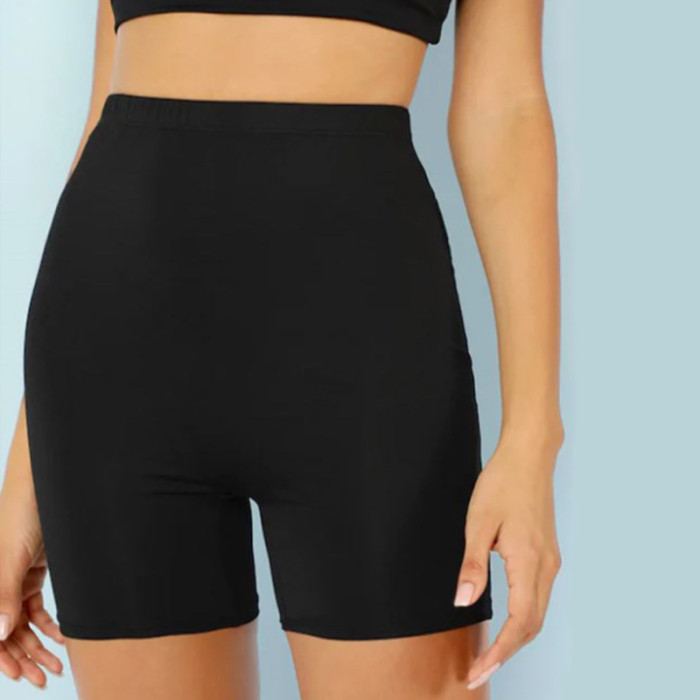 Women's Thin Fitness Casual High Waist Fashion Slim Black Streetwear  Shorts