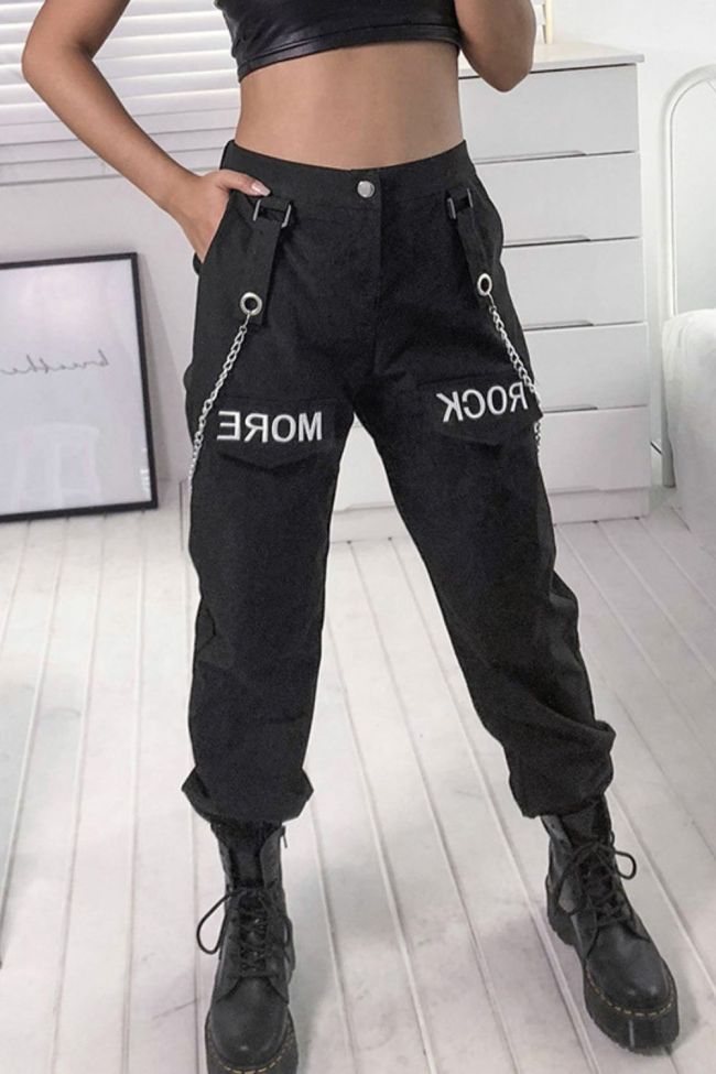 Women's Panel Pocket Metal Chain Cargo Pants