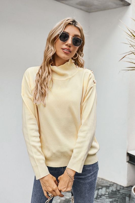 Spring Autumn Turtleneck Sweater Women Casual Solid Color Knitted Pullovers Sweater Tops For Women 2022 New