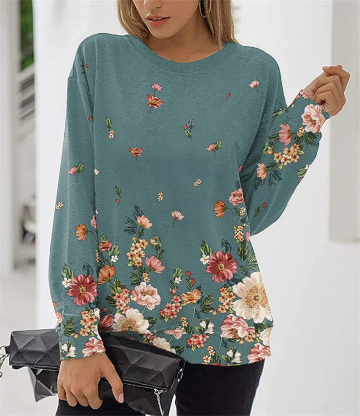 New Fashion Flowers Print Sweatshirt for Women