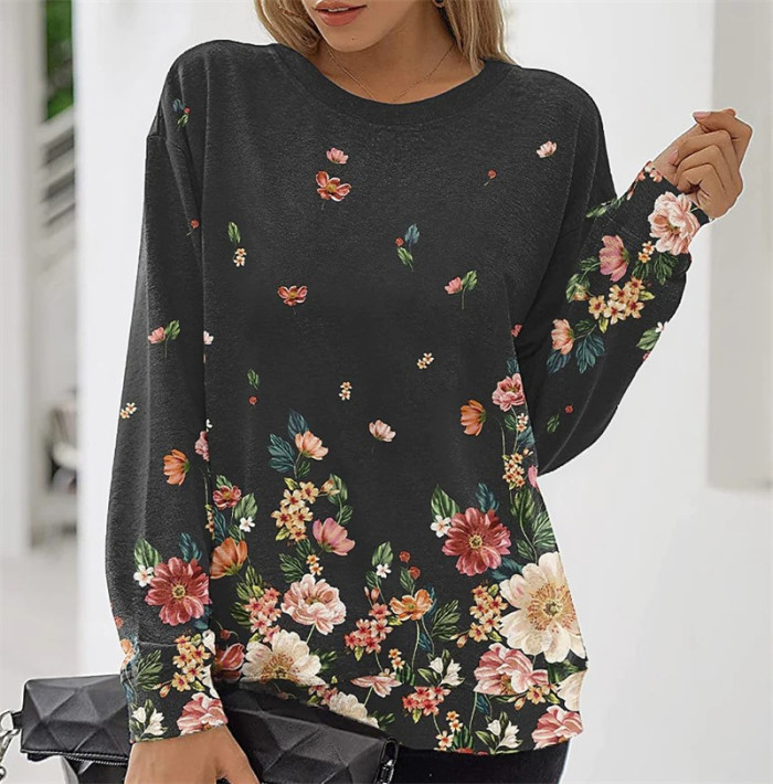 New Fashion Flowers Print Sweatshirt for Women
