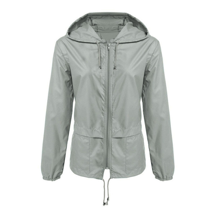 Fashion Rainproof Jackets Tops Women Hooded Jackets