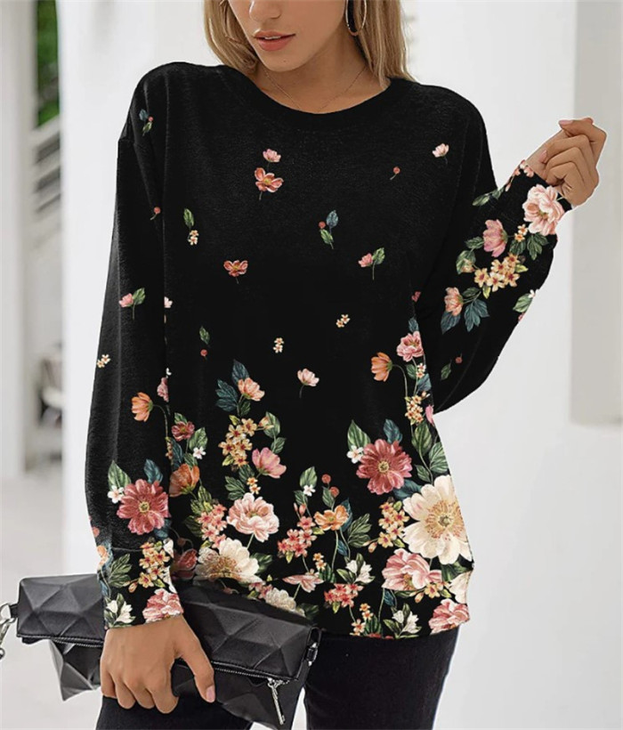 New Fashion Flowers Print Sweatshirt for Women