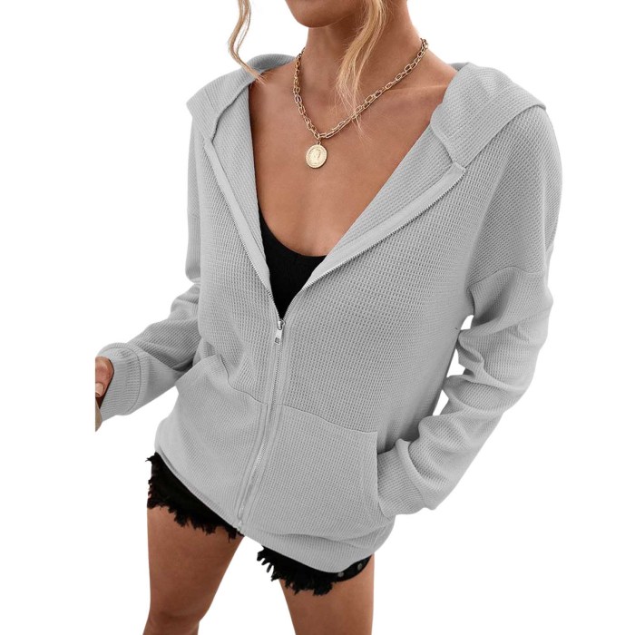 Women Hoodies Solid Color Sweatshirts Female Long Sleeve Hooded Coats
