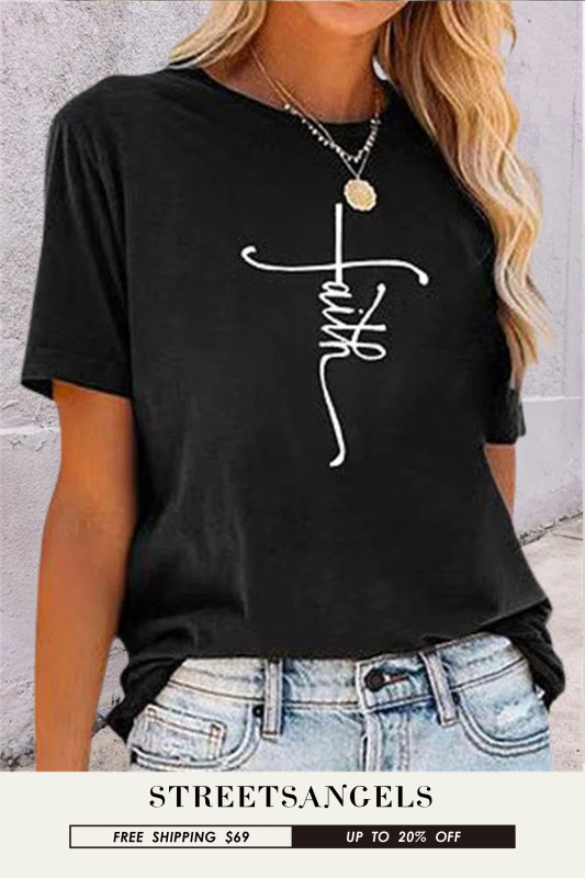 Women's Printed Round Neck Casual T-shirt