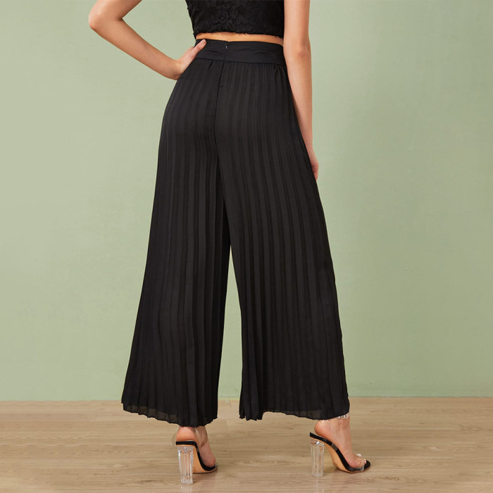 High Waist Loose Pleated Wide-Leg Pant