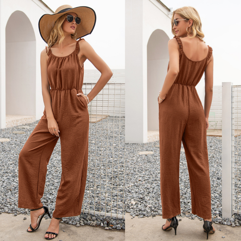 New Casual Suspenders Elastic Waist Slimming Jumpsuits