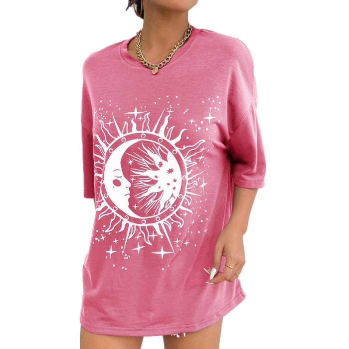 Women's O Neck Harajuku Vintage Graphic Print Loose Fashion T-Shirt