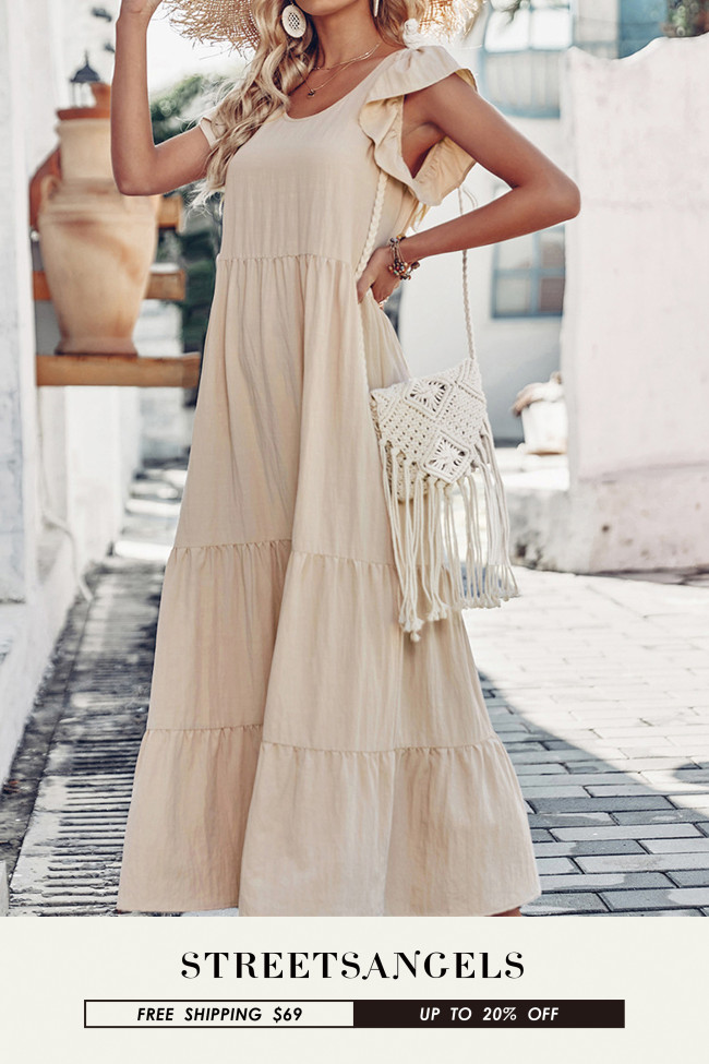 Fashion A-Line V-Neck Sexy Solid Color  Maxi Dress