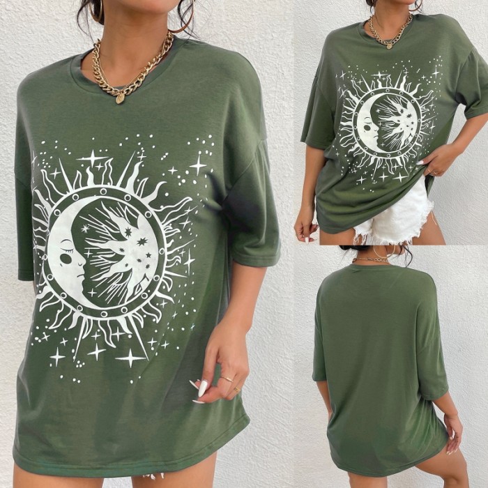 Women's O Neck Harajuku Vintage Graphic Print Loose Fashion T-Shirt