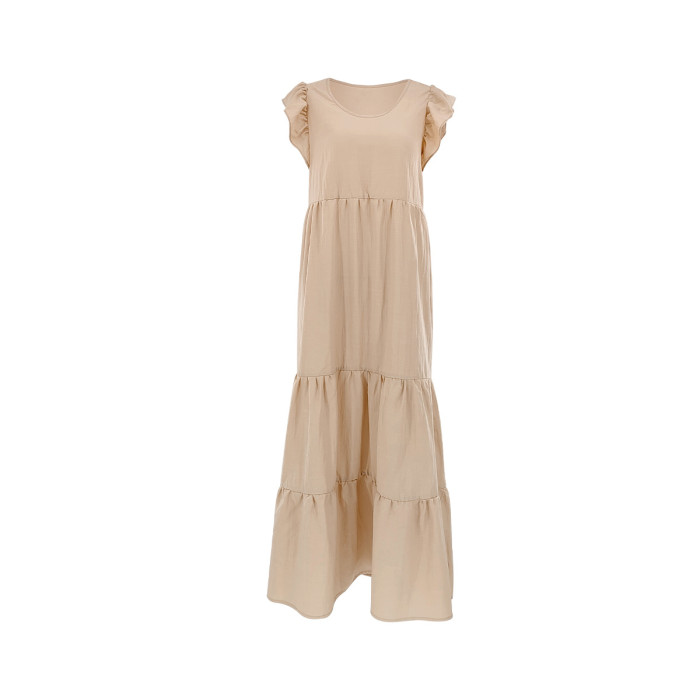 Fashion A-Line V-Neck Sexy Solid Color  Maxi Dress
