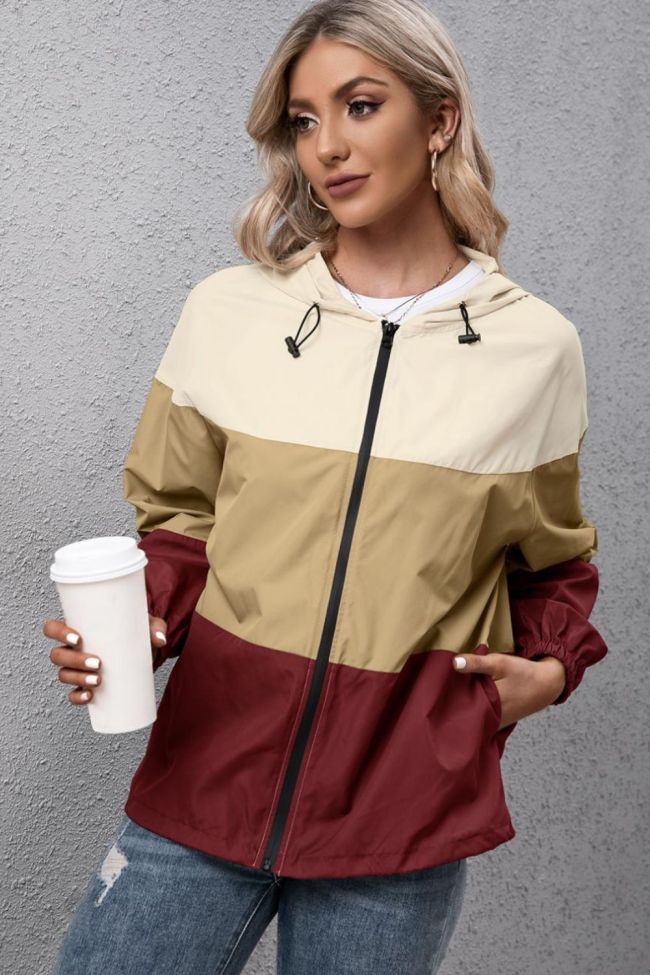 Hooded color-blocking waterproof clothing raincoat Jacket