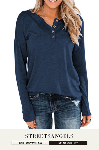 Women's Casual Solid Color Loose Long Sleeve Crew Neck Shirts