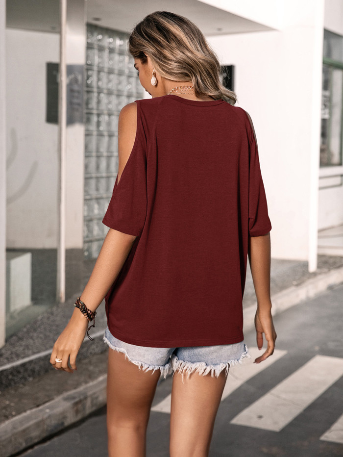 Women's Sexy Off Shoulder Short Sleeve O-Neck T-Shirts