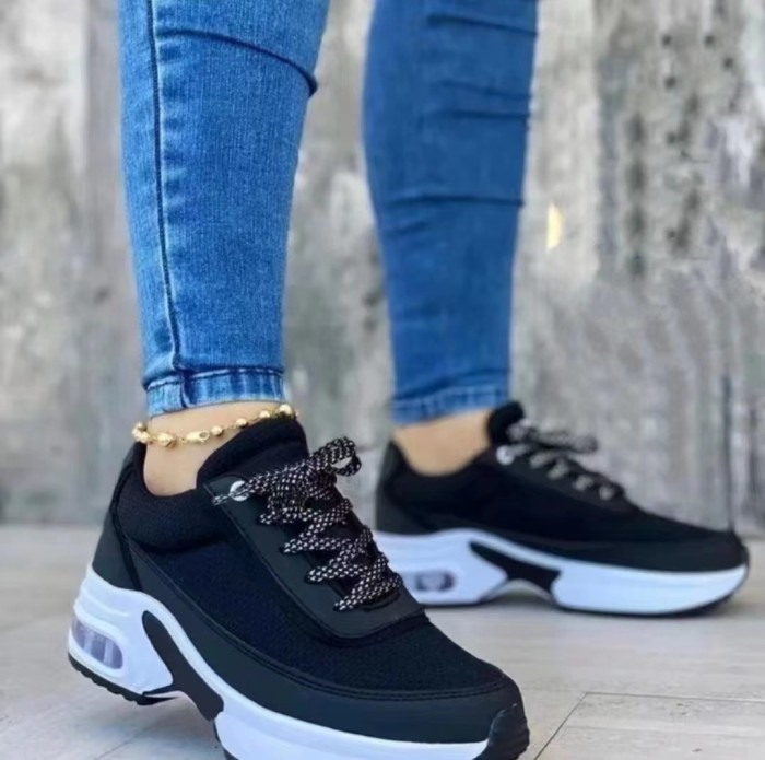 Women Fashion Lace-up Breathable Mesh Sneakers