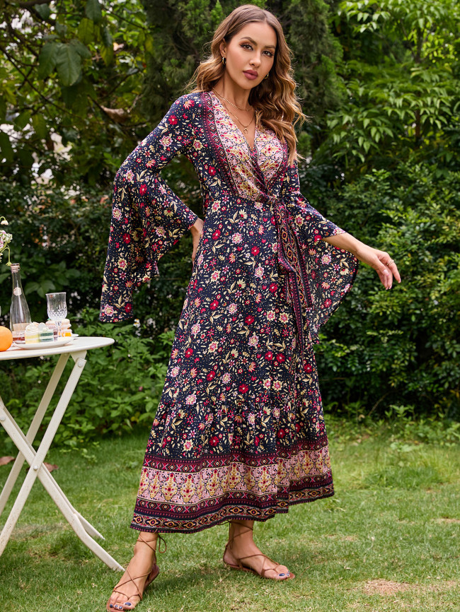 Waist Wrap Pleated A Line Vacation Dress main image 0