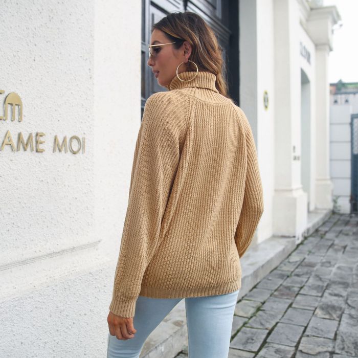 Women's Elegant Turtleneck Long Sleeve Knitted Sweaters