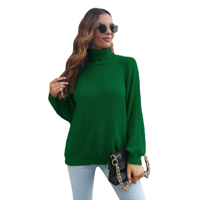 Women's Elegant Turtleneck Long Sleeve Knitted Sweaters