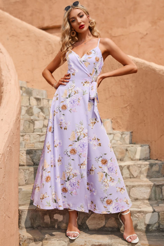 Sexy V Neck Satin Evening  Maxi Dresses