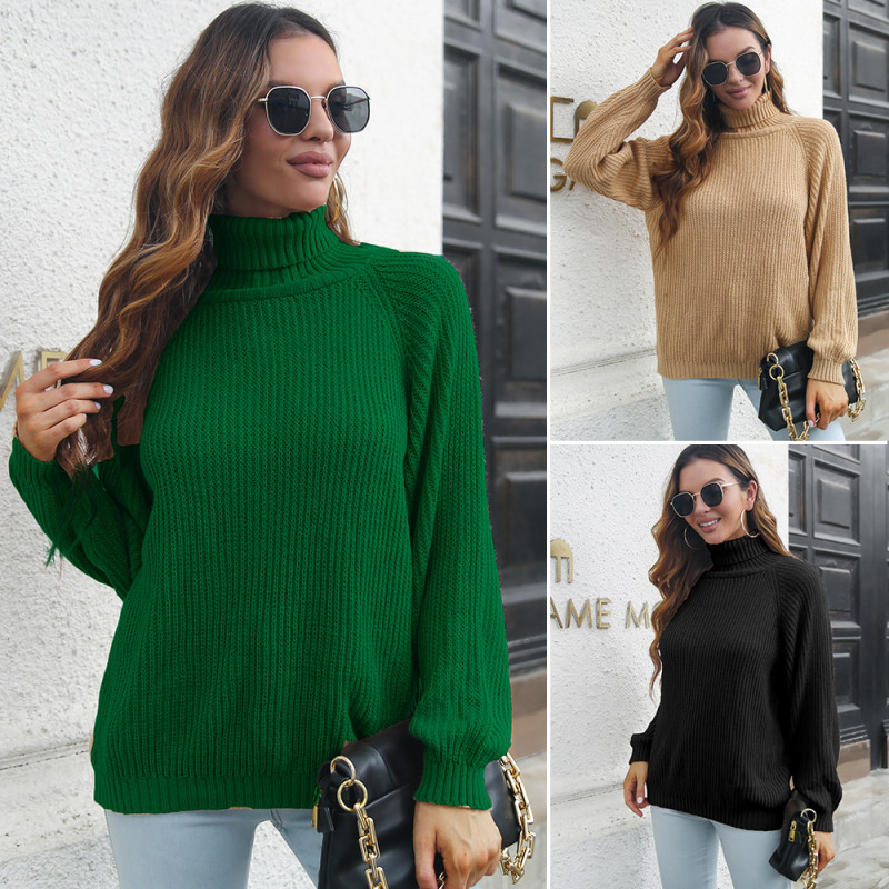 Women's Elegant Turtleneck Long Sleeve Knitted Sweaters