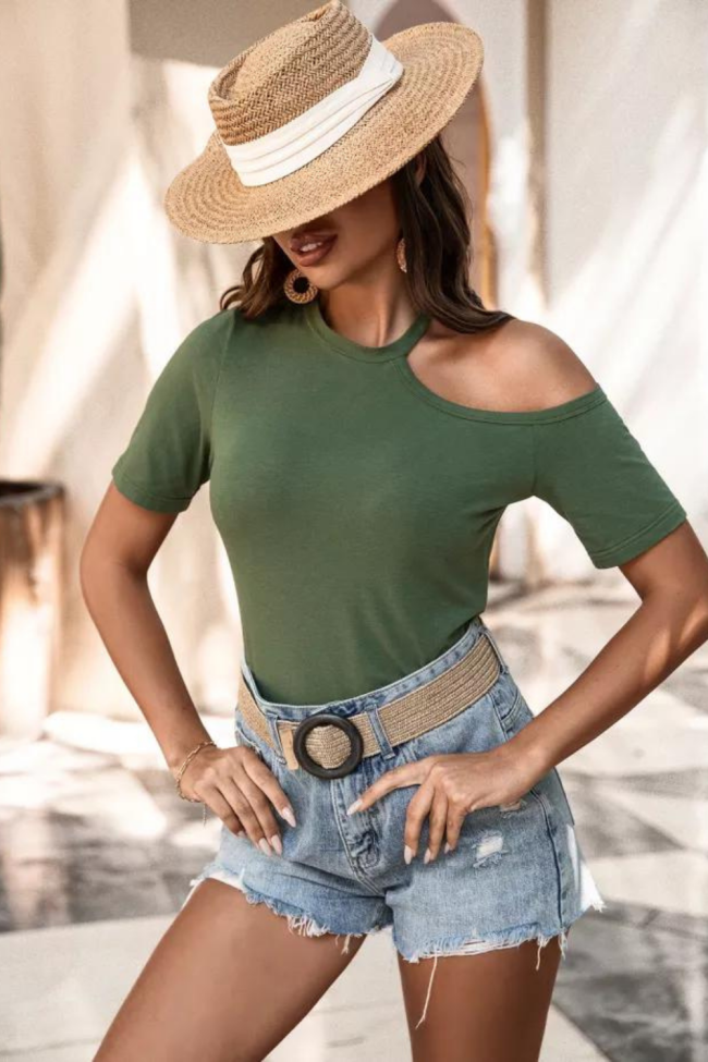 Sexy T-Shirt For Women Off Shoulder Short Sleeve O Neck Bodycon T-Shirts