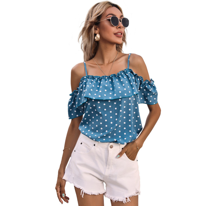 Women's Sexy Off Shoulder Polka Dot Fashion Camisole Top