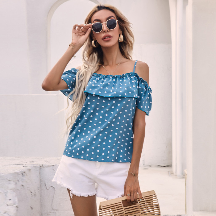 Women's Sexy Off Shoulder Polka Dot Fashion Camisole Top