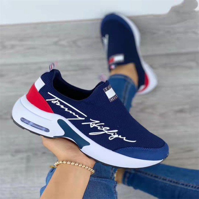 Women's Round Toe Platform Colorblock Casual Sneakers