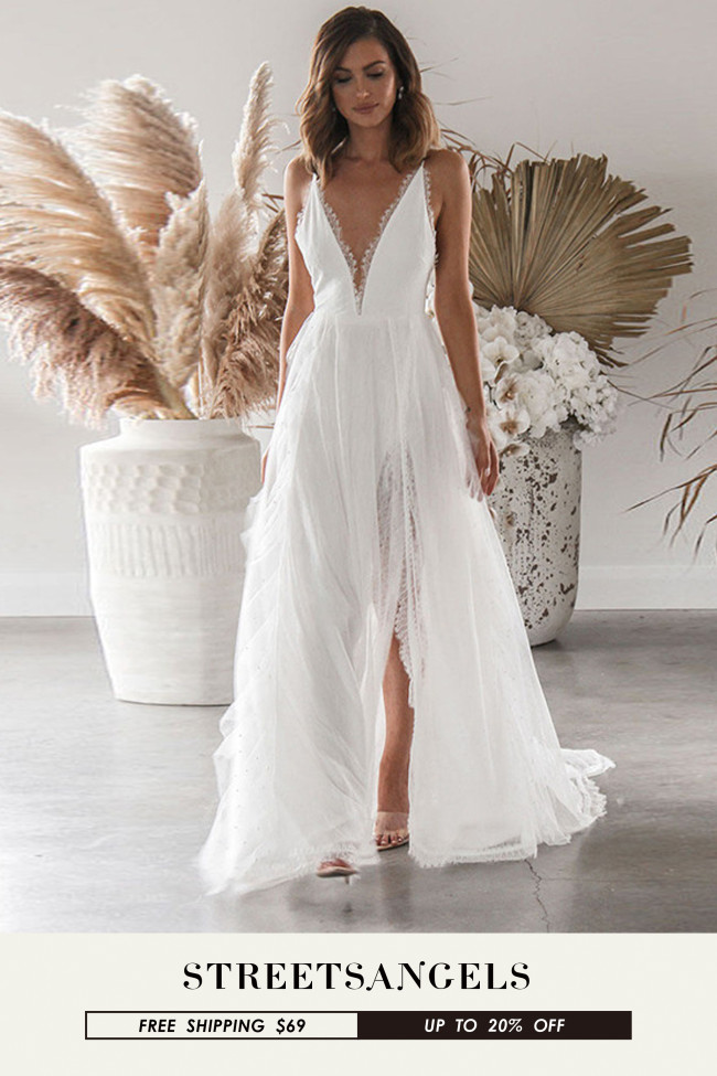 Sexy Fashion Deep V Collar Falbala Evening Dress