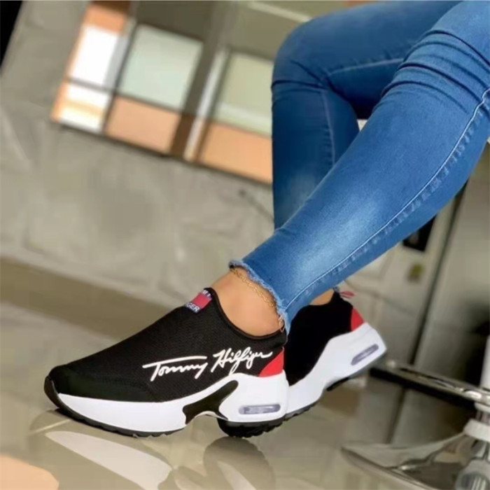 Women's Round Toe Platform Colorblock Casual Sneakers