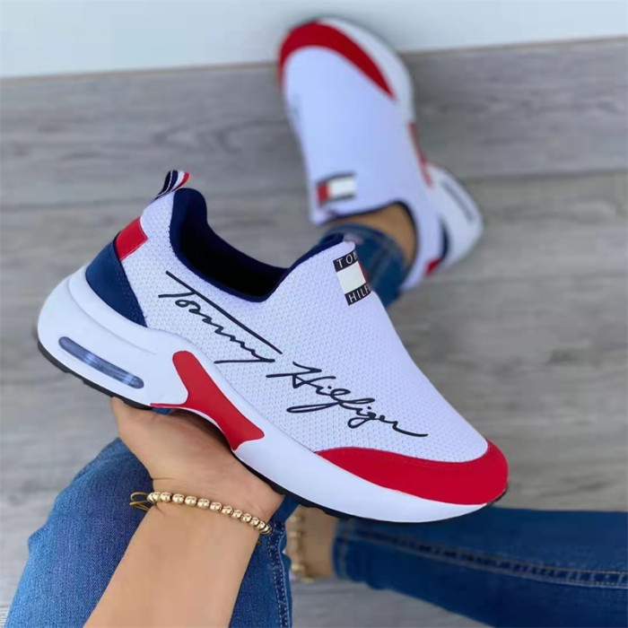 Women's Round Toe Platform Colorblock Casual Sneakers