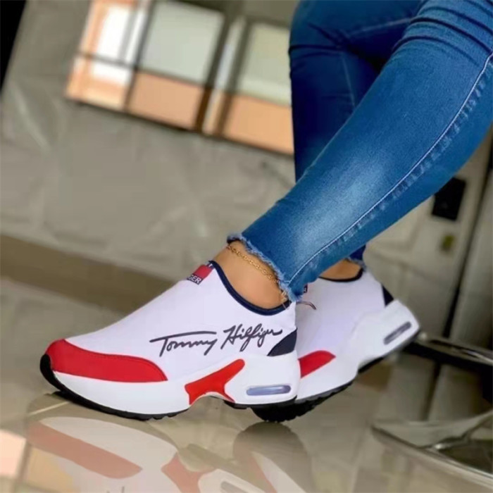 Women's Round Toe Platform Colorblock Casual Sneakers
