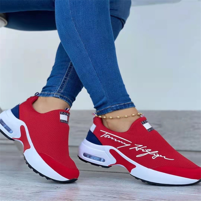 Women's Round Toe Platform Colorblock Casual Sneakers