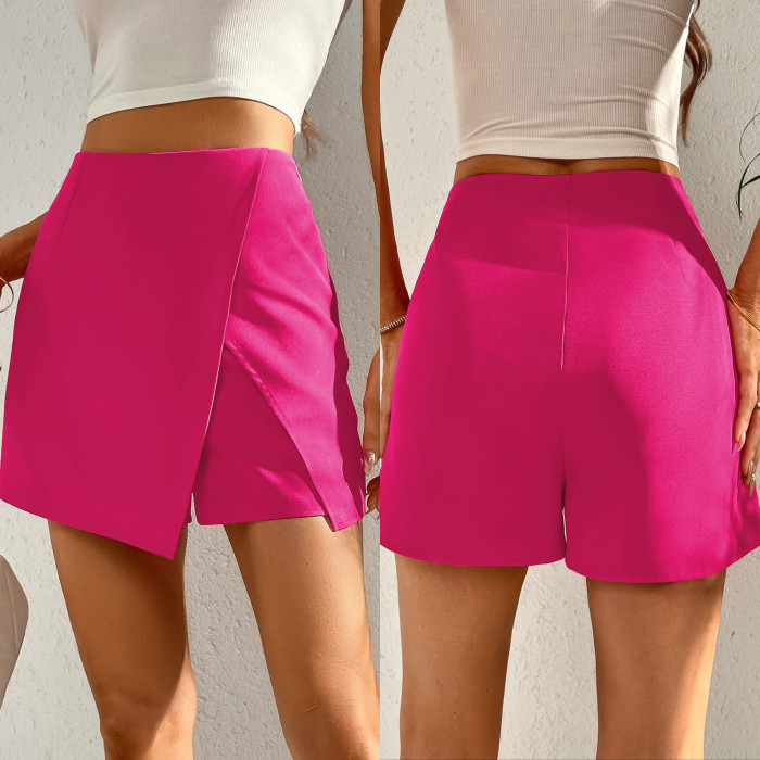 Women's Fashion A-Line Workout Casual Irregular Zip Mini Shorts
