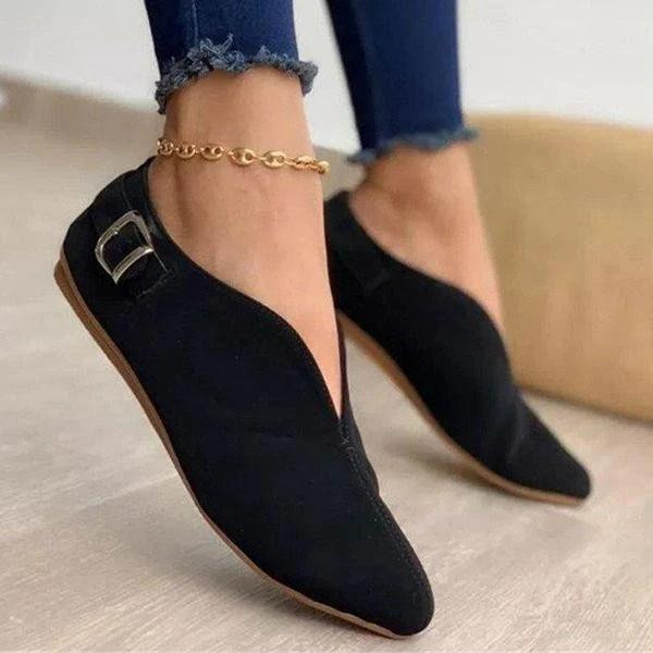 Women Retro Pointed Toe Flat Loafers
