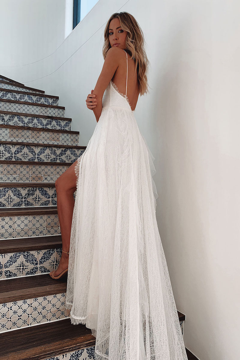 Autumn Sexy Long Sleeve Falbala Sleeves Lace Hollow Dress