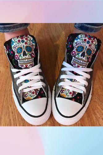 Women High-top Skull Pattern Canvas Shoes