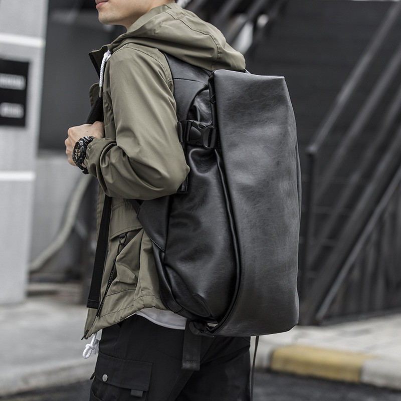 Men's Shoulder Fashion Trend Casual Simple PU Backpack Bags