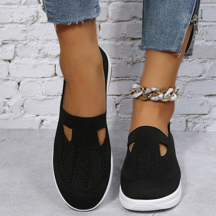 Women Knit Mesh Casual Slip On Comfort Flat Shoes