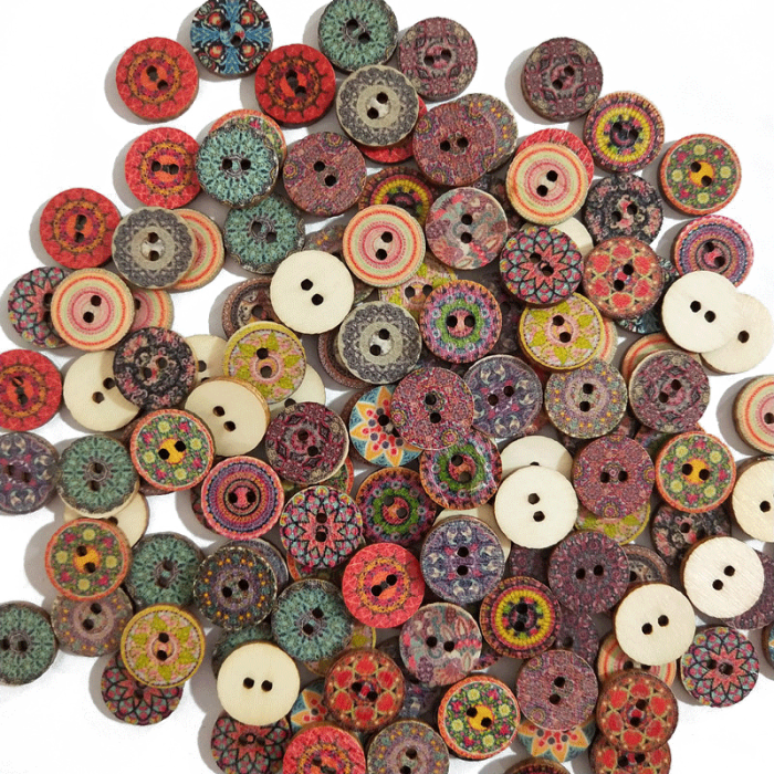 2 Hole Vintage Wooden Button Sewing Clip  DIY Accessories