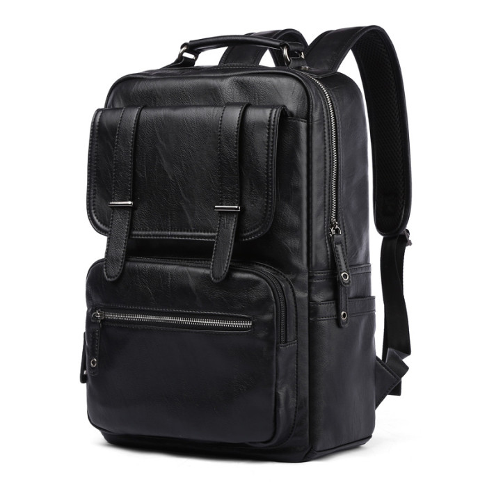 Men's PU Simple Fashion Trend Travel Computer Backpack Bags