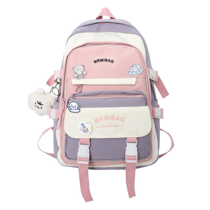 Contrasting Color Student Mori Versatile Large Capacity Backpack Bags