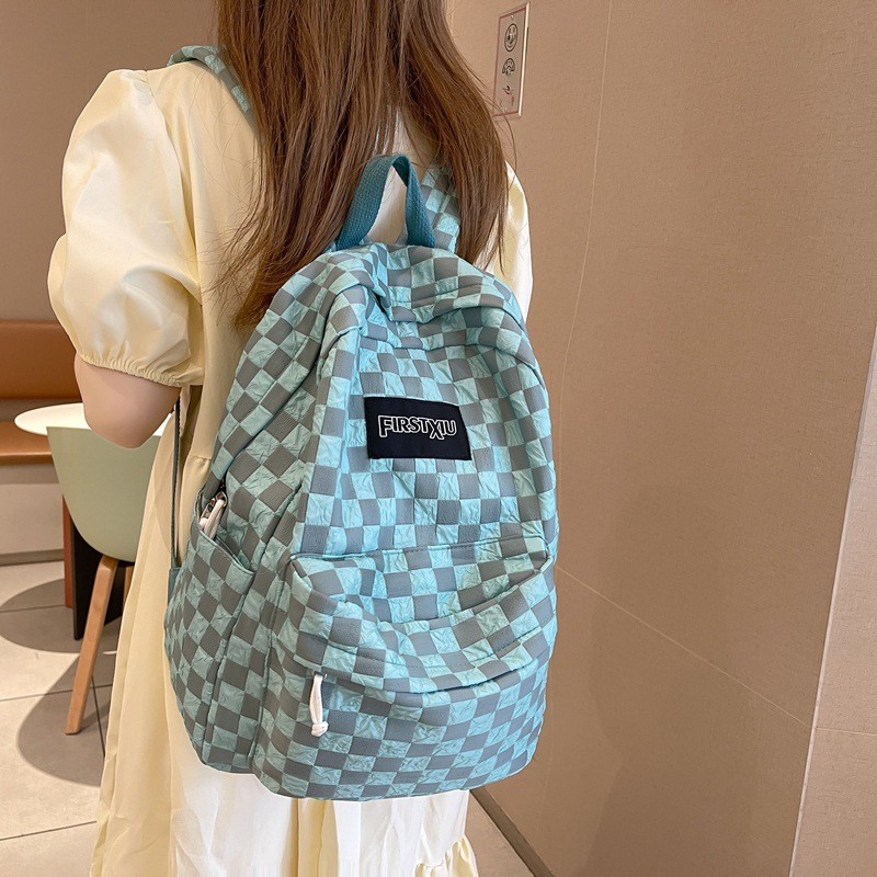 Literary Trend Plaid Shoulders Small Fresh Student Backpack