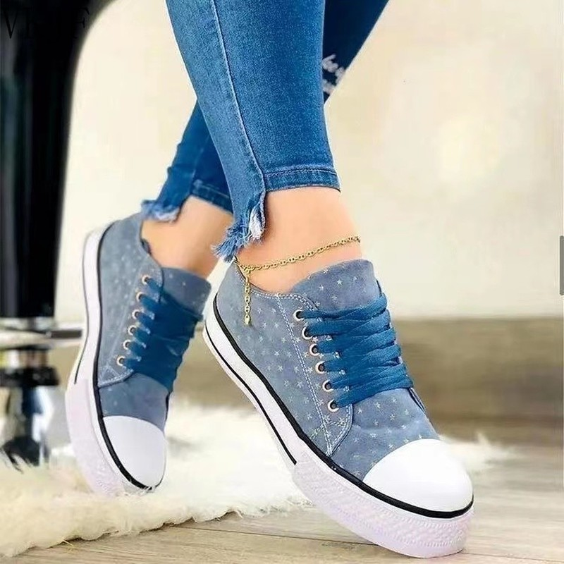 Women's Casual Low-top Lace-up Printing Canvas Shoes